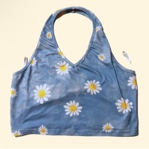 Daisy print halter crop top